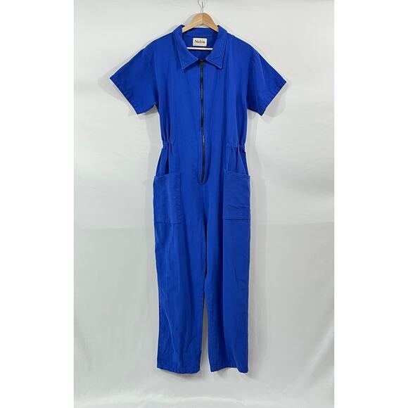 NOBLE Sz L Large French Blue Short Sleeve Jumpsuit Utility Suit NWT - Picture 9 of 10